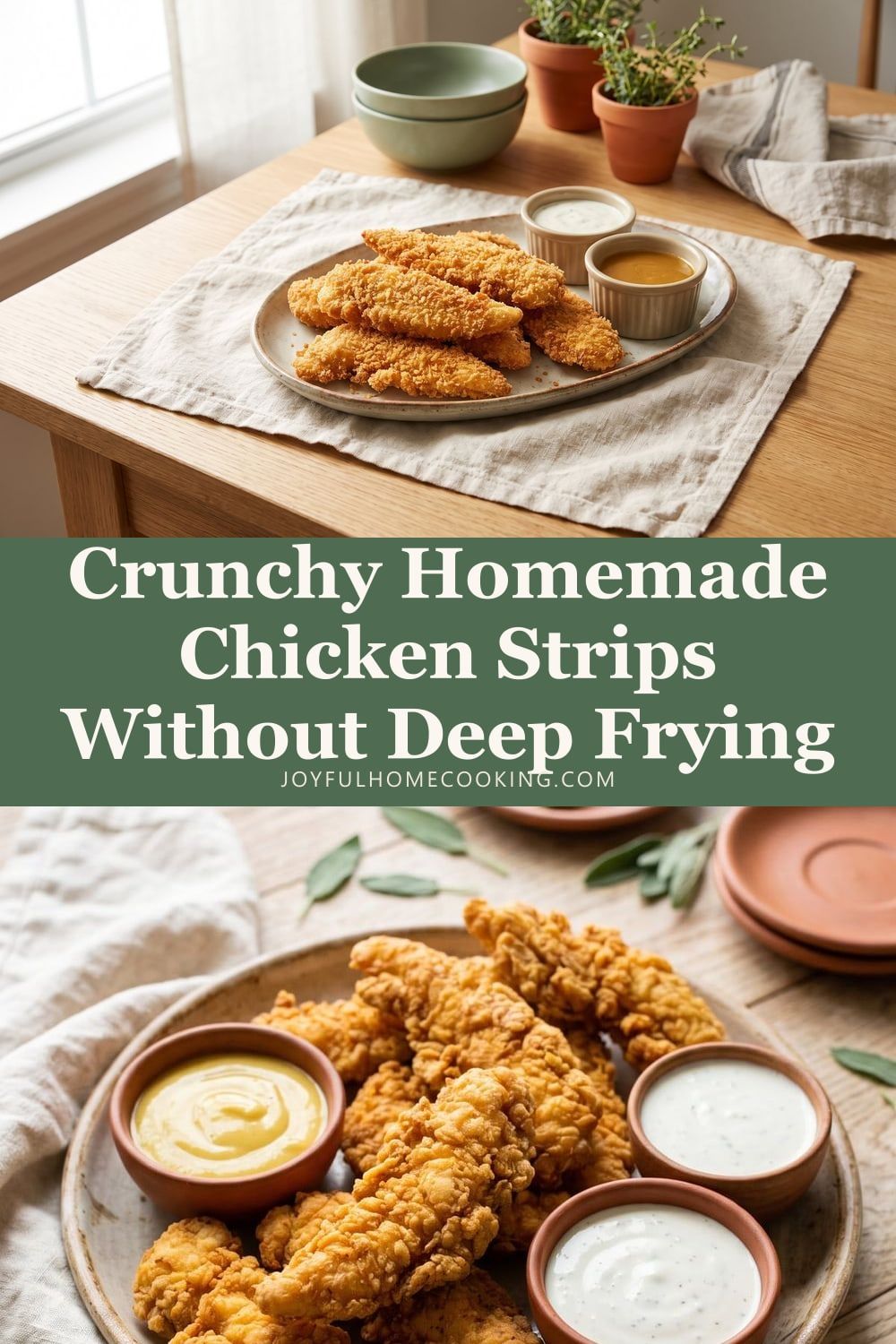 Two photos of air fryer chicken tenders with recipe title