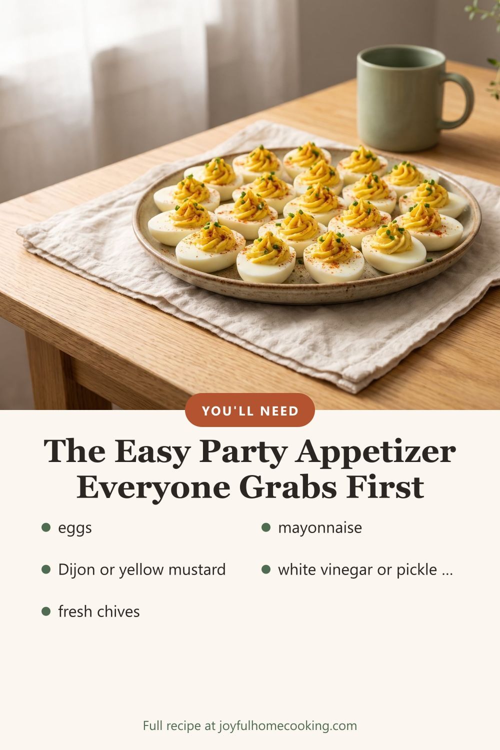 Deviled eggs with ingredients listed