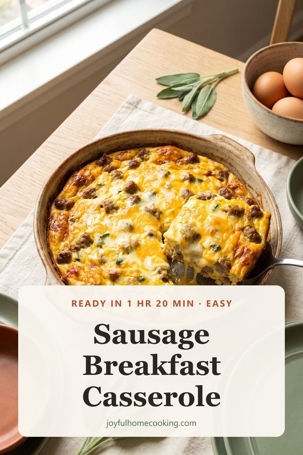 Sausage breakfast casserole Pinterest image