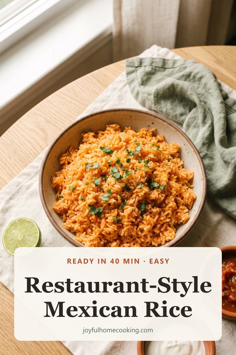 Restaurant-style Mexican rice Pinterest image