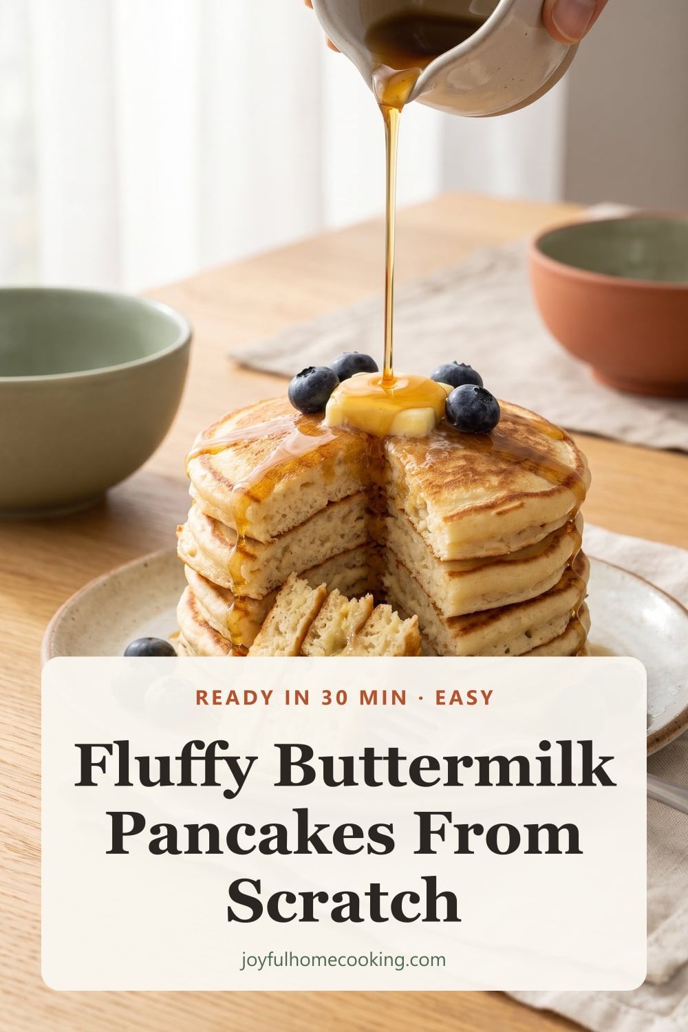 Fluffy buttermilk pancakes Pinterest image
