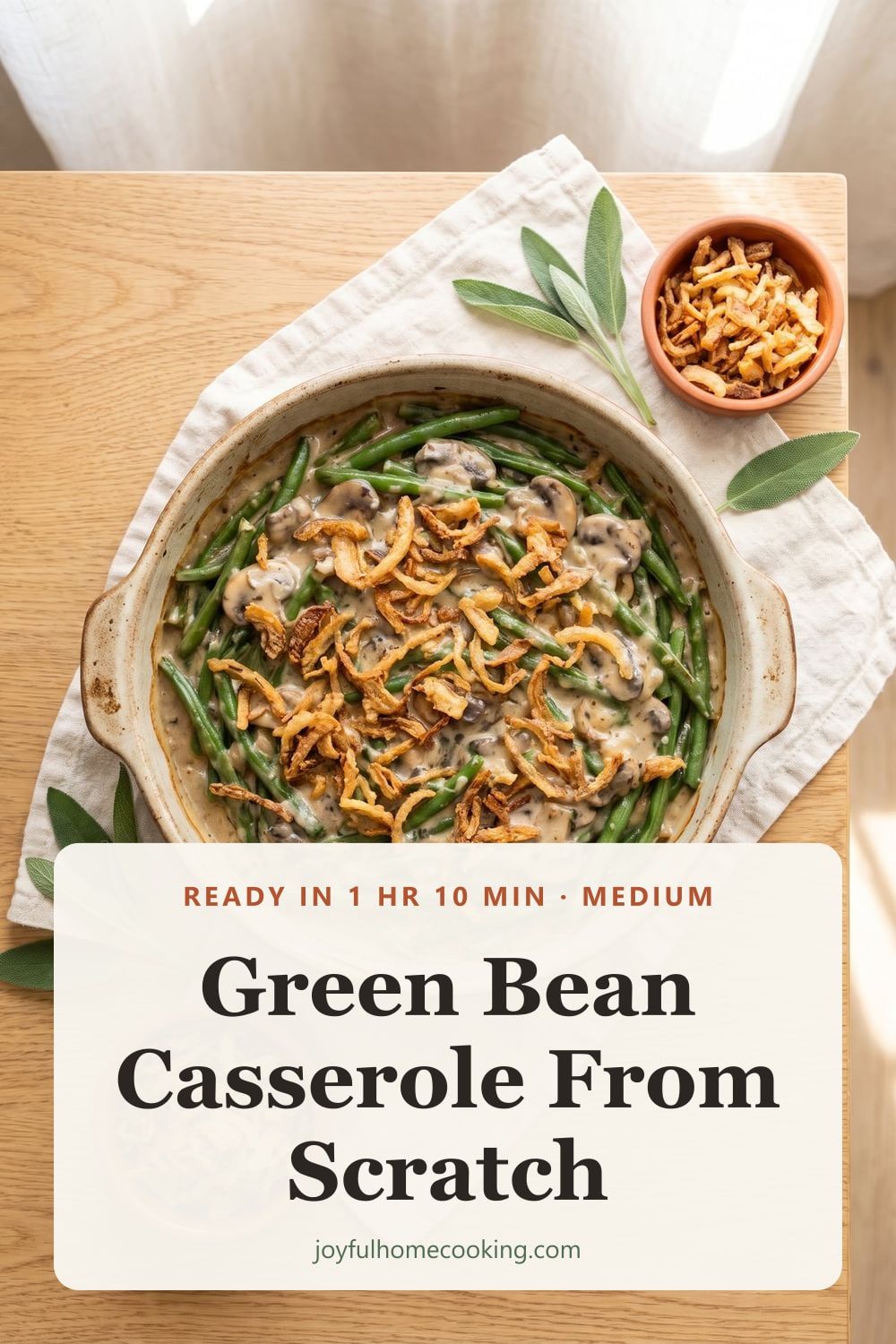Green bean casserole from scratch Pinterest image