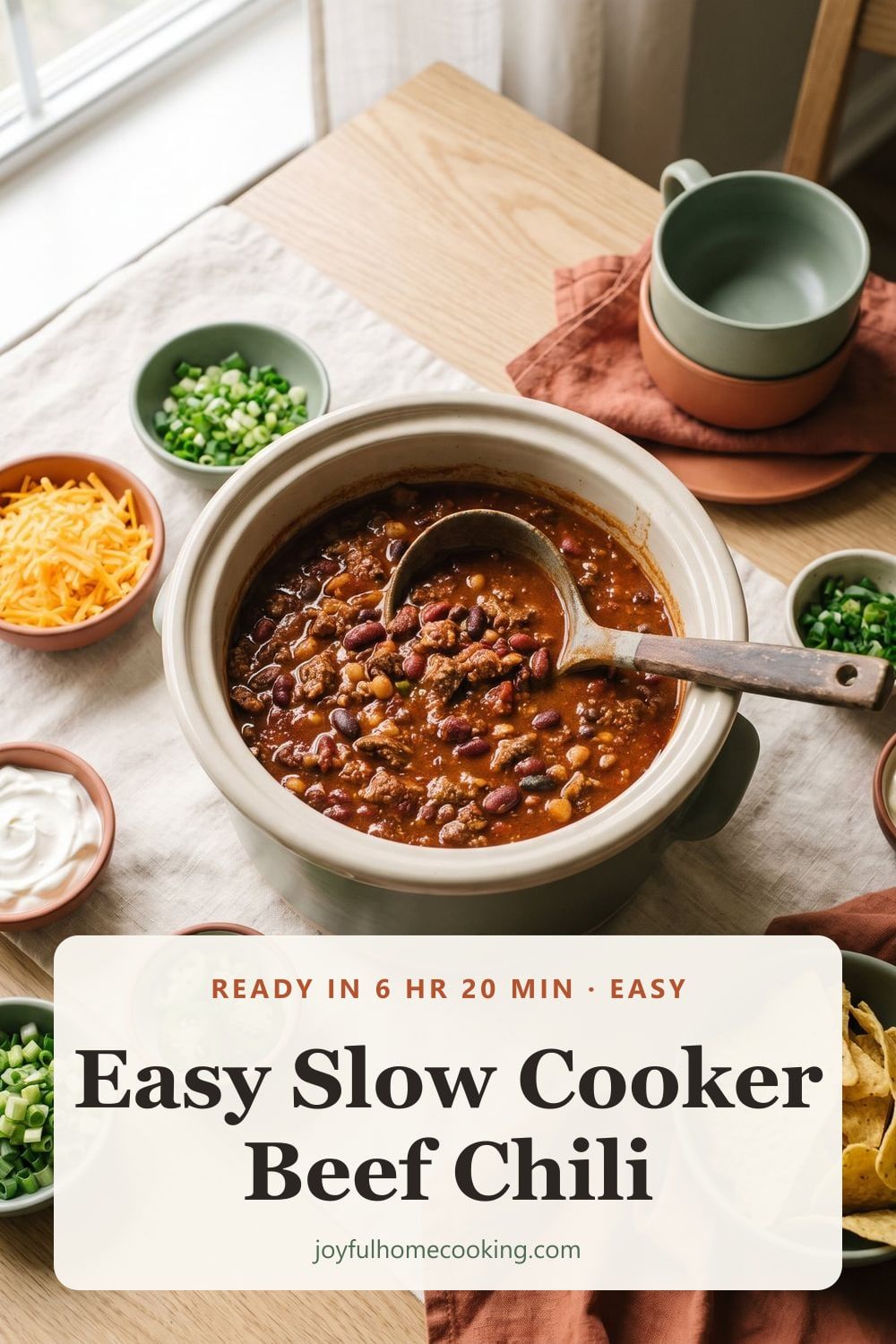 Slow cooker beef chili Pinterest image