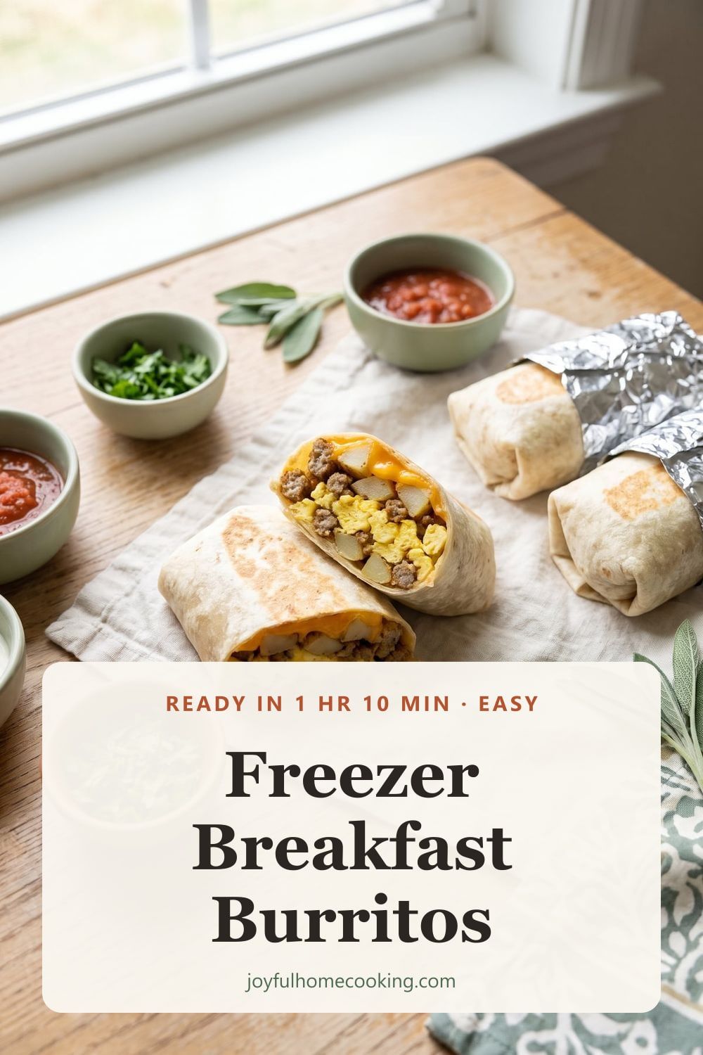 Freezer breakfast burritos Pinterest image