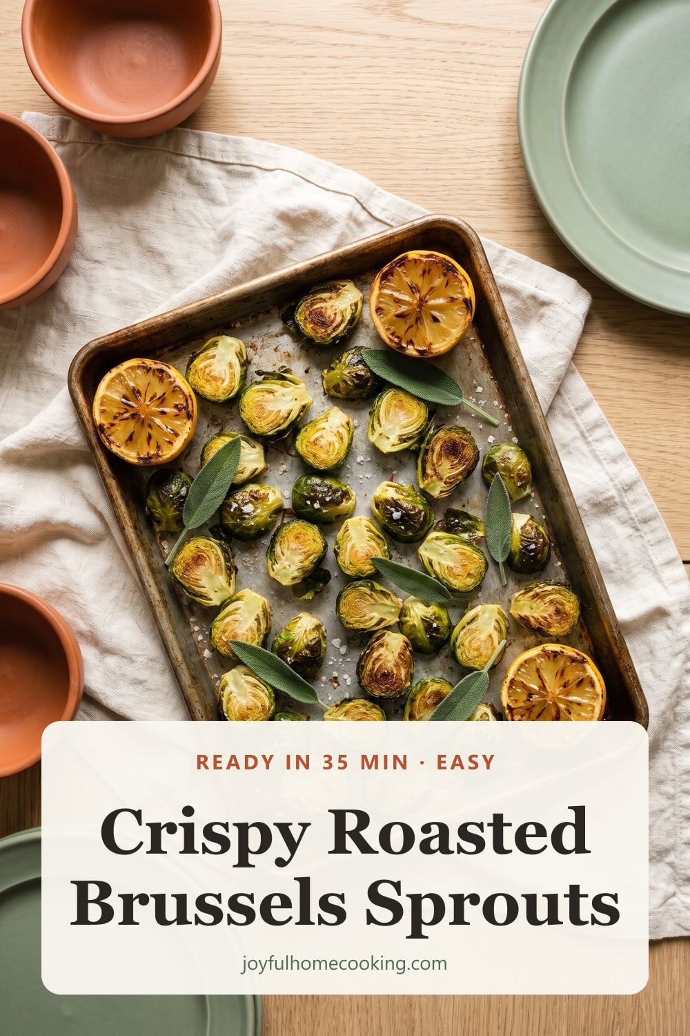 Crispy roasted Brussels sprouts Pinterest image