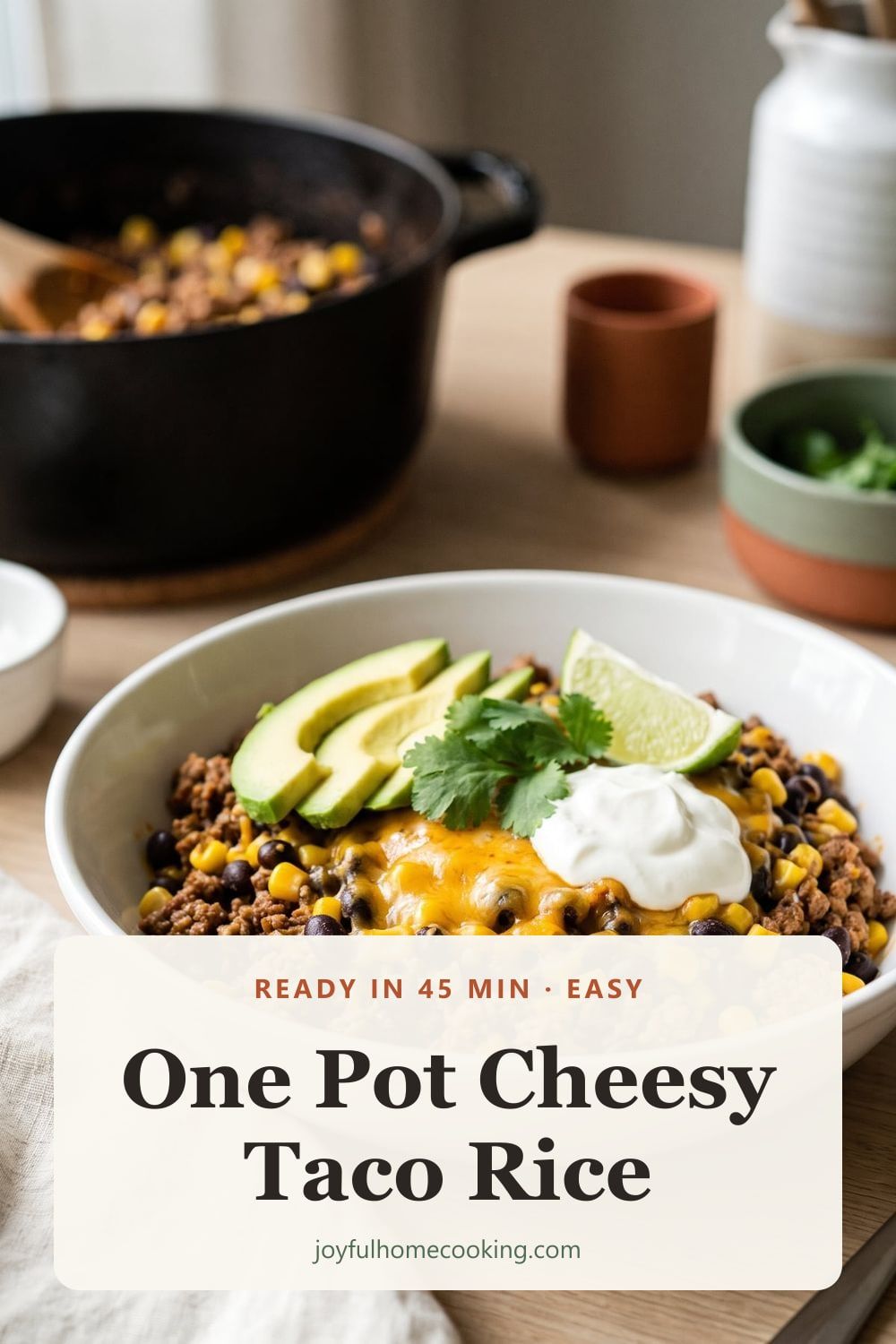 One pot cheesy taco rice Pinterest image